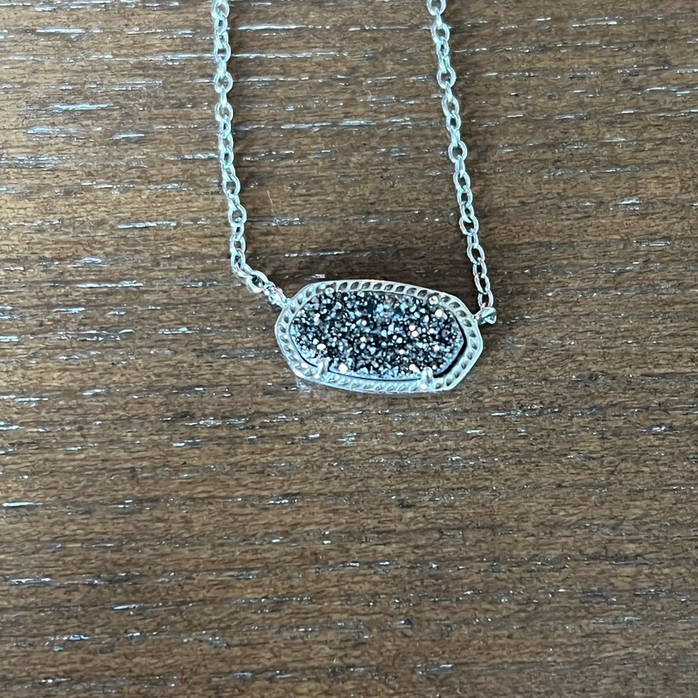 Kendra Scott Elisa Silver Pendant Necklace Drusy